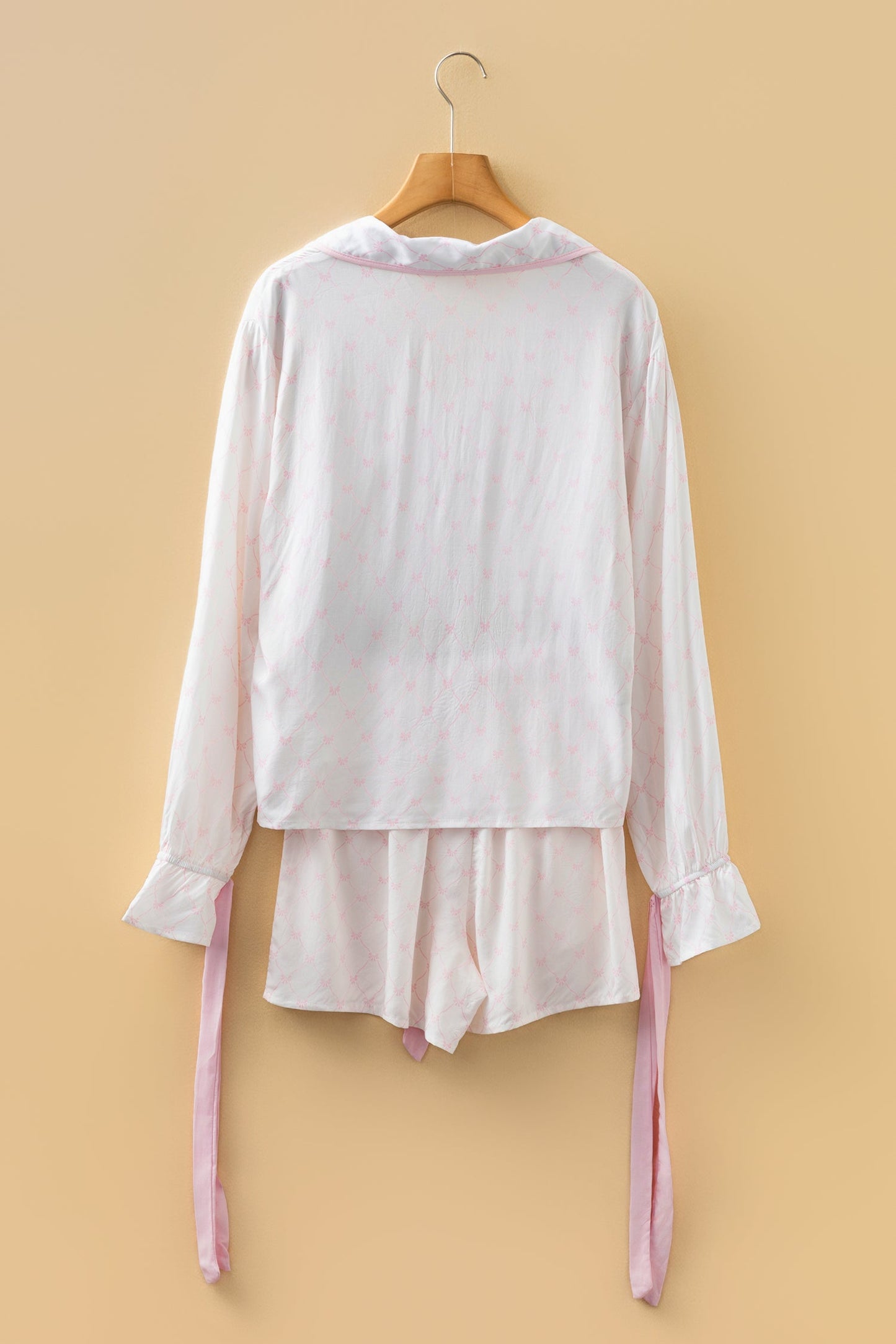 Bow Tie Lattice Top and Shorts Pajama Set