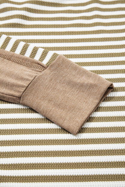 Stripe Thermal Knit Drop Shoulder Top