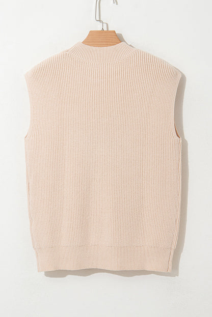 Western Howdy Cowboy Mock Neck Sleeveless Sweater