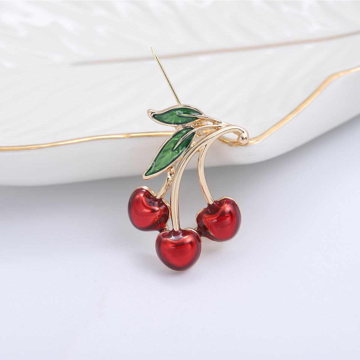 Red Dripping Cherry Clothing Brooch