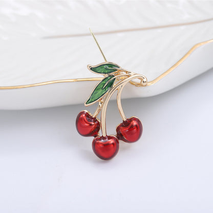 Red Dripping Cherry Clothing Brooch