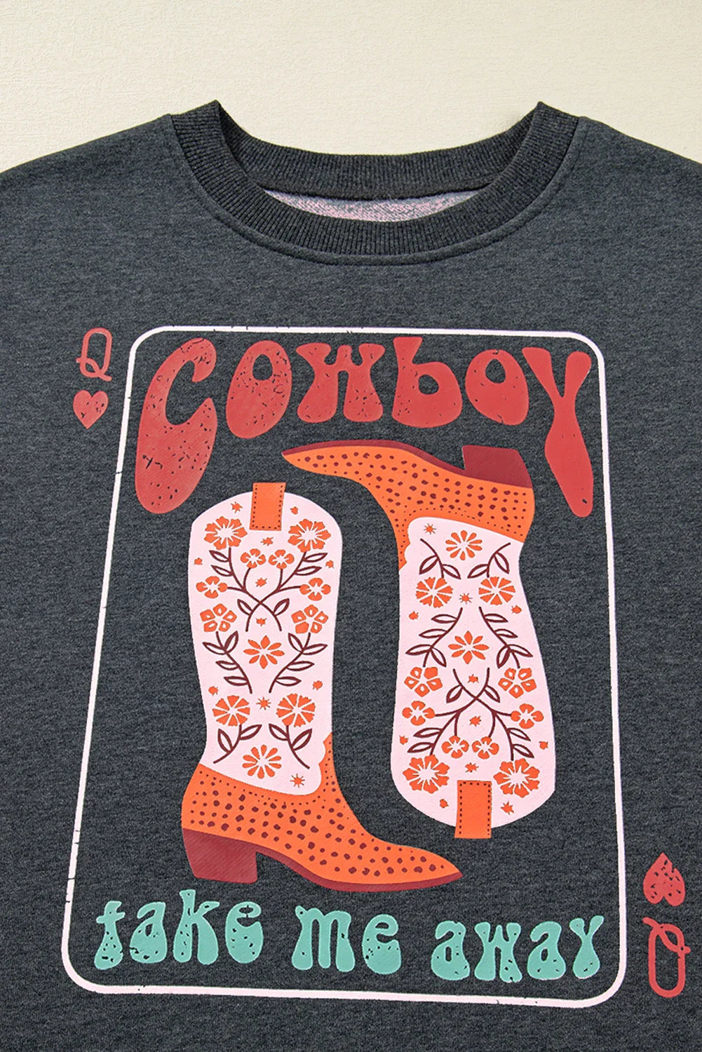 Western Cowboy Graphic Queen Drop Shoulder Sweatshirt