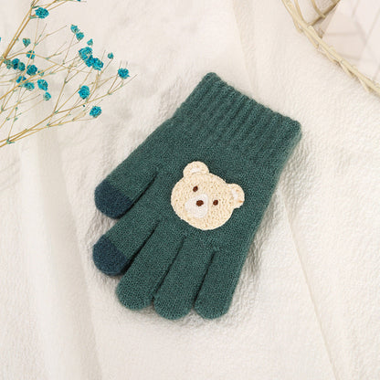 Children's Five Finger Knitting Wool Gloves