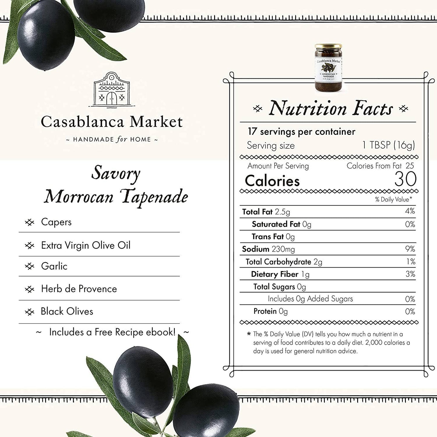 Casablanca Market Black Olive Tapenade Spread