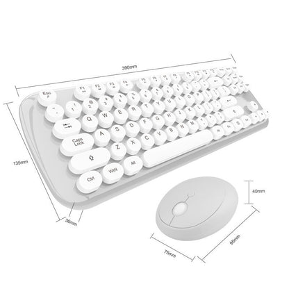 Retro Wireless Keyboard & Mouse Set for Girls