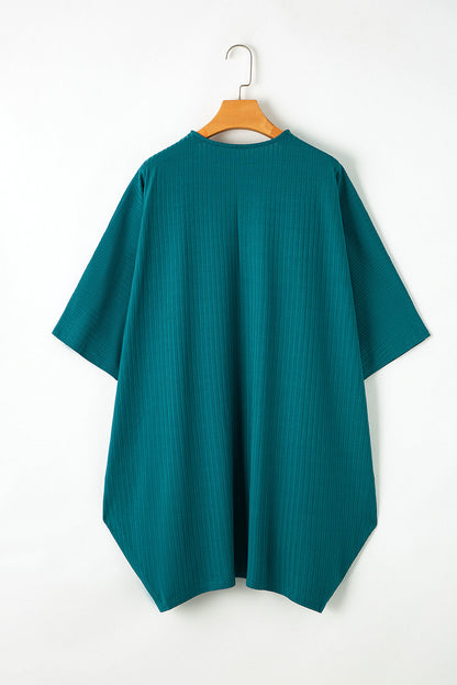 Plus Size Shimmer Ribbed Knit Open-Front Cardigan