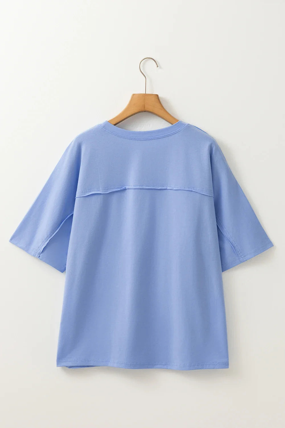 Floral Patch Exposed Stitching Crew Neck Tee