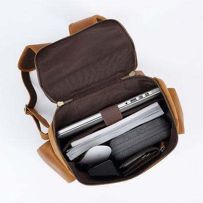 Men's Large Capacity Leather Travel Backpack