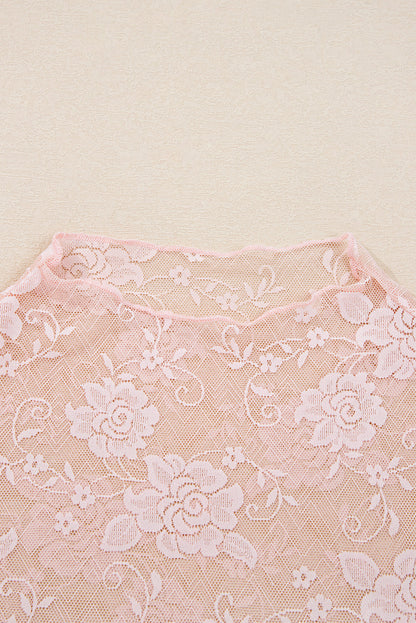 Floral Lace Sheer Mesh Long Sleeve Top