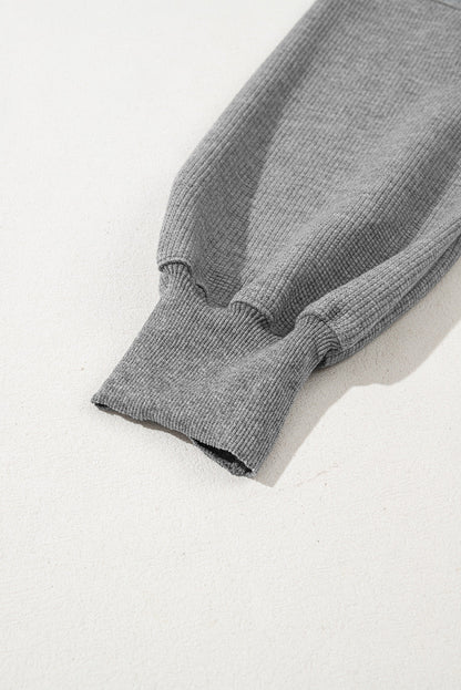 Waffle Knit Bishop Sleeve Side Split Top