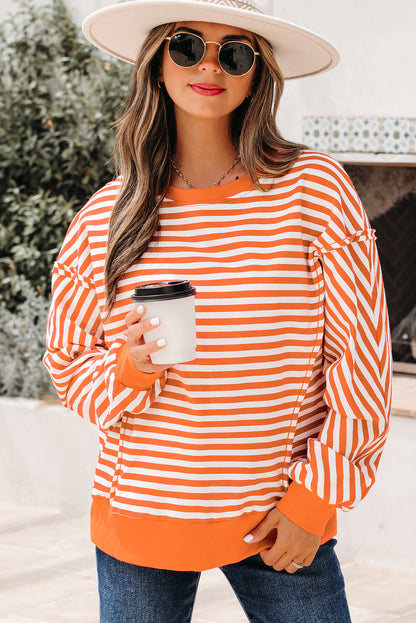 Stripe Reverse Seam Drop Shoulder Top