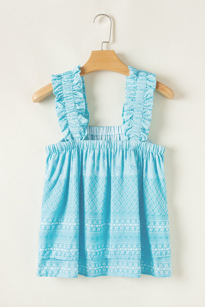 Boho Ruffle Wide Strap Loose Tank Top