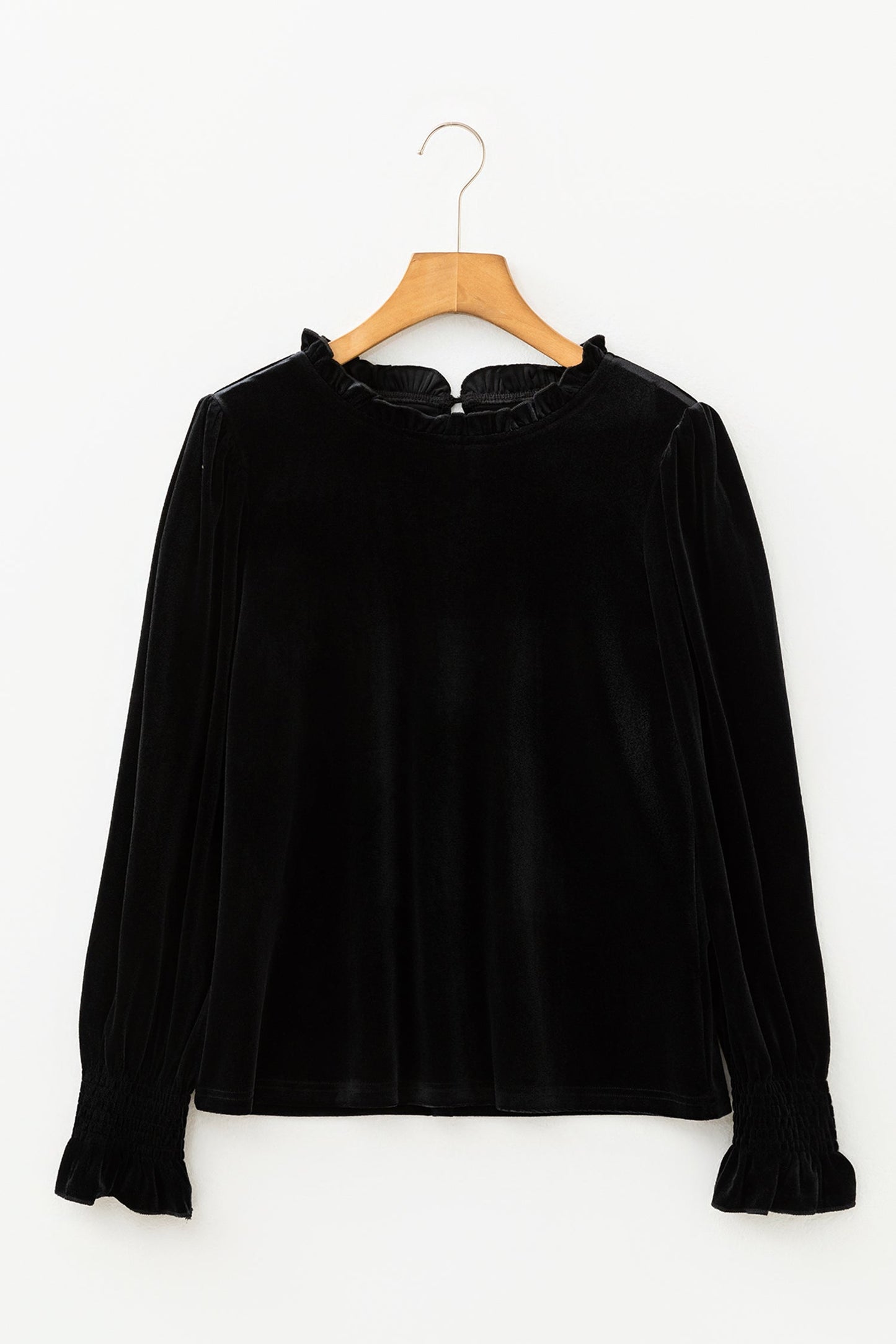 Frill Collar Smock Cuffs Puff Sleeve Blouse