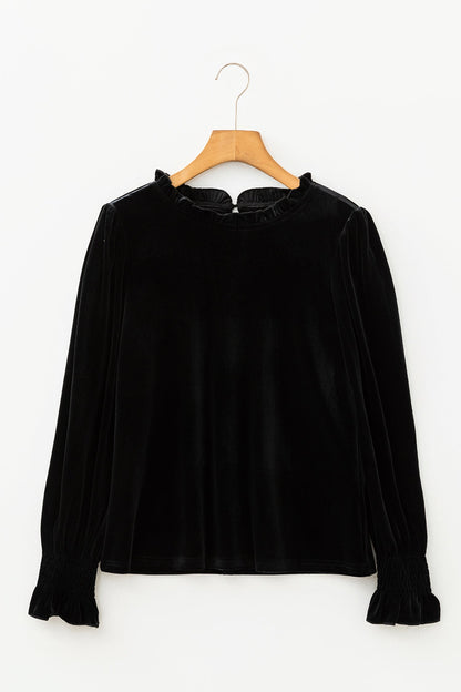 Frill Collar Smock Cuffs Puff Sleeve Blouse