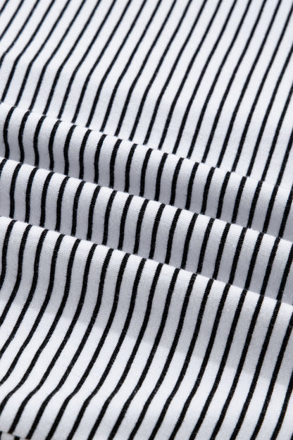 Stripe Contrast Trim Round Neck Summer Shirt