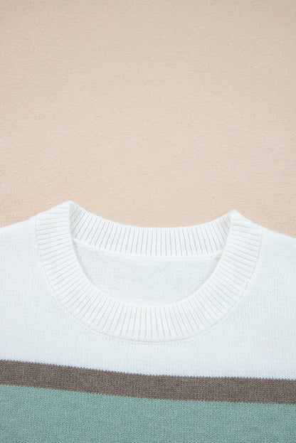 Stripe Colorblock Drop Shoulder Sweater