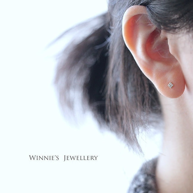 Gold-Plated Sterling Silver Carbink Square Stud Earrings