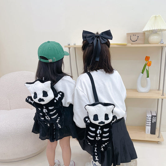 Cartoon Cute Children's Black Plush Backpack