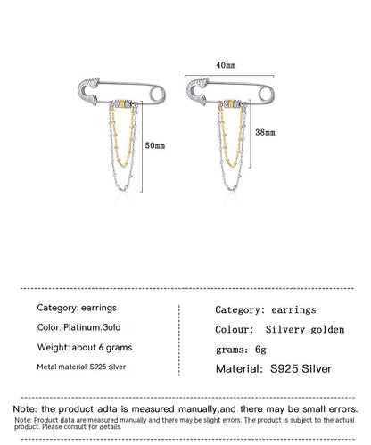 S925 Sterling Silver Tang Grass Pattern Pin Earrings