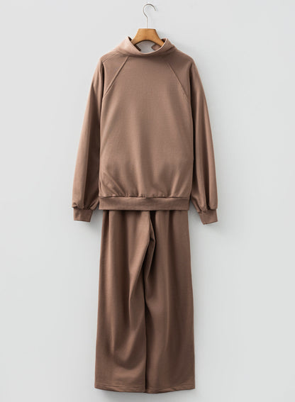 Solid V-Neck Pullover and Drawstring Sweatpants Set