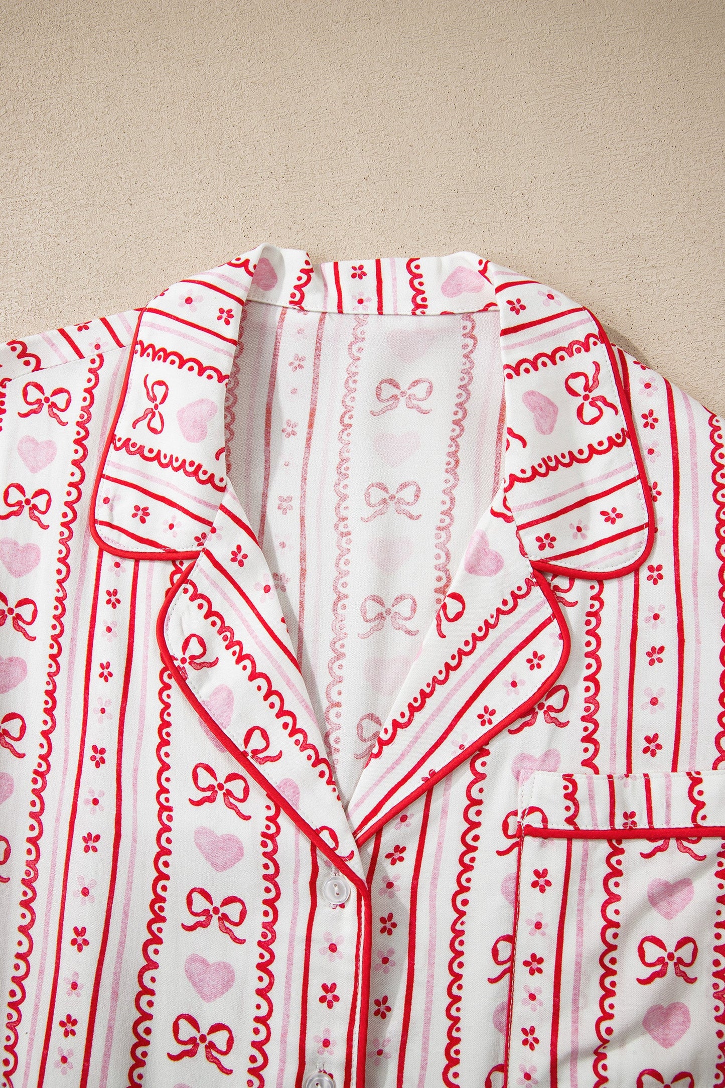 Bow Heart Top and Shorts Pajama Set