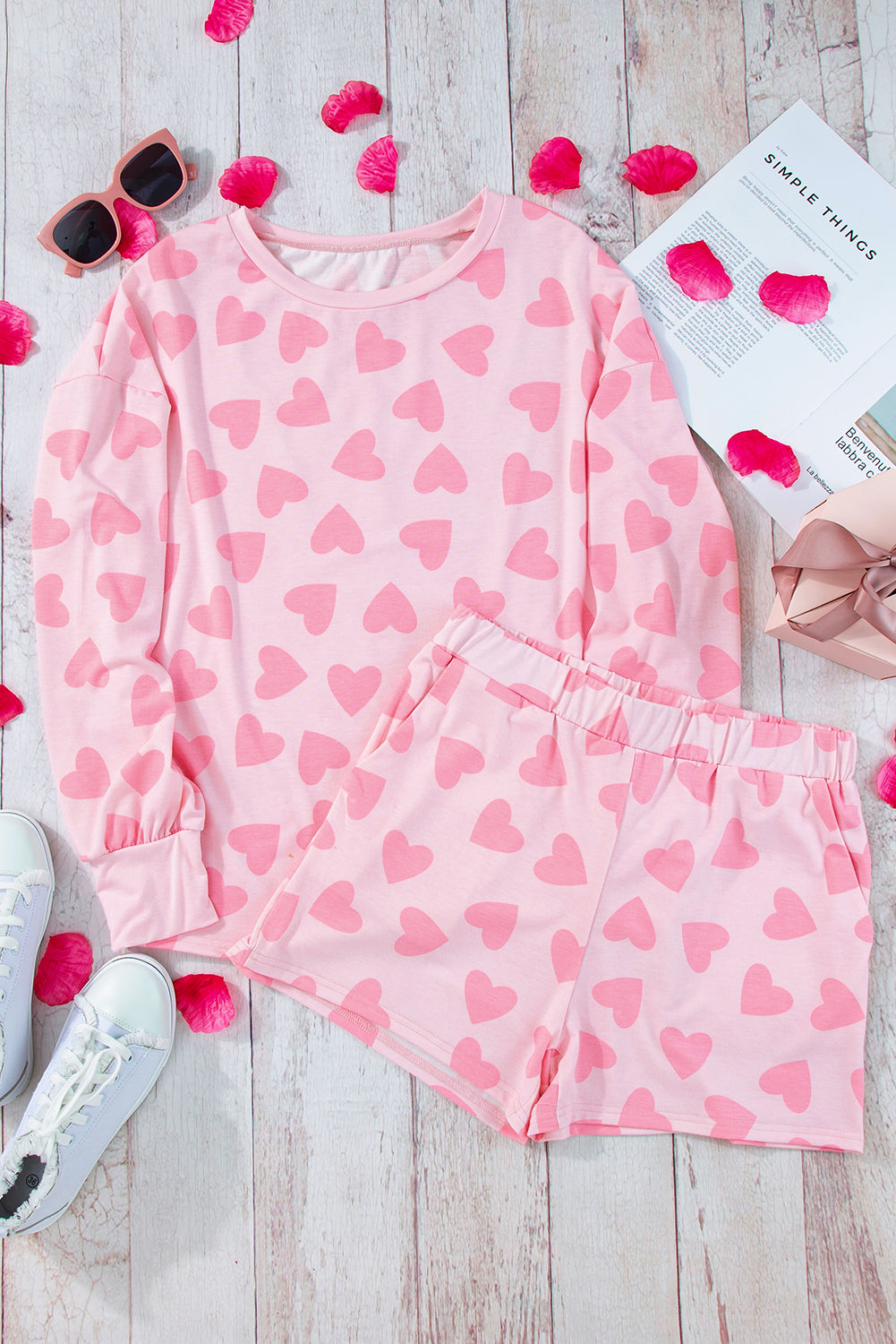Valentine Heart Top & Shorts Lounge Set