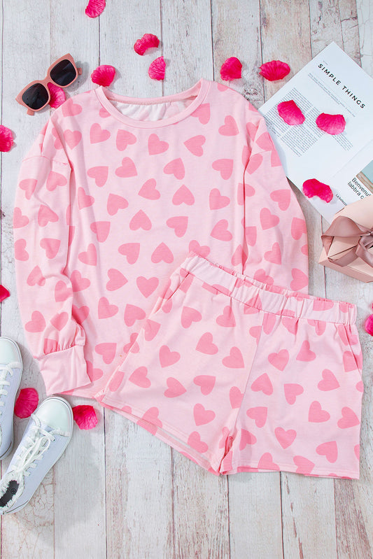 Valentine Heart Top & Shorts Lounge Set