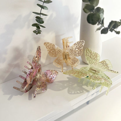 Light Luxury Glass Butterfly Hair Claw