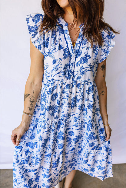Floral Ruffled Tiered Midi Dress