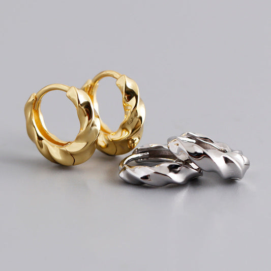 Golden Circle Twisted S925 Silver Ear Clip