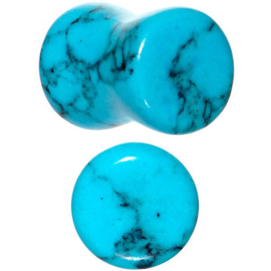 0G Turquoise Natural Stone Saddle Plug Set