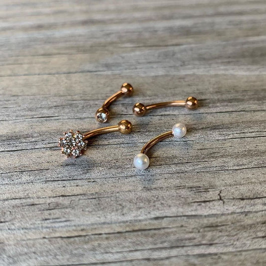 16G 5/16 Gem Golden Variety Curved Eyebrow Daith Rook Set of 4