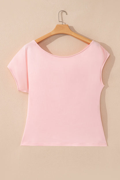 Plus Size Solid Asymmetric Neck Blouse