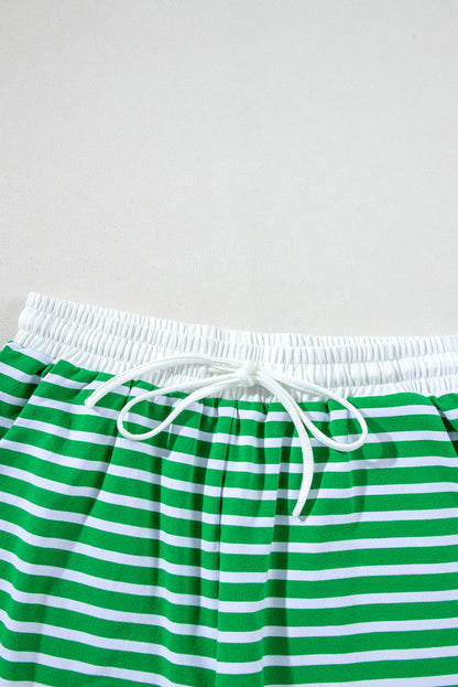 Striped Cap Sleeve Tee and Shorts Set
