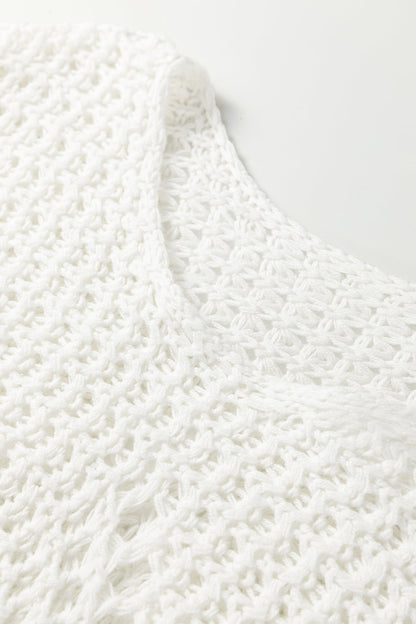 Hollowed Knit Wide Sleeve Pullover Sweater