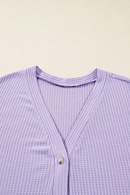 Plus Size Solid Waffle Knit Button-Front Cardigan