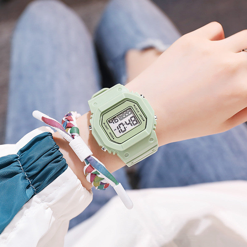 Matcha Green Square Student Sports Watch
