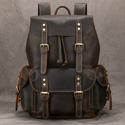 Crazy Horse Leather Outdoor Backpack