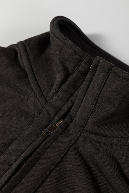 Waffle Knit Patchwork Half-Zip Sweatshirt