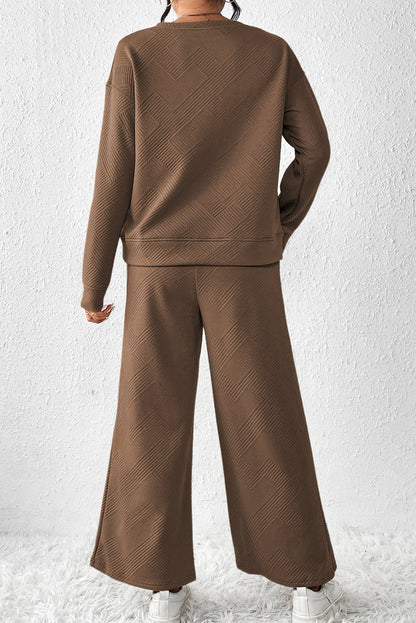Textured Top and Pants Set