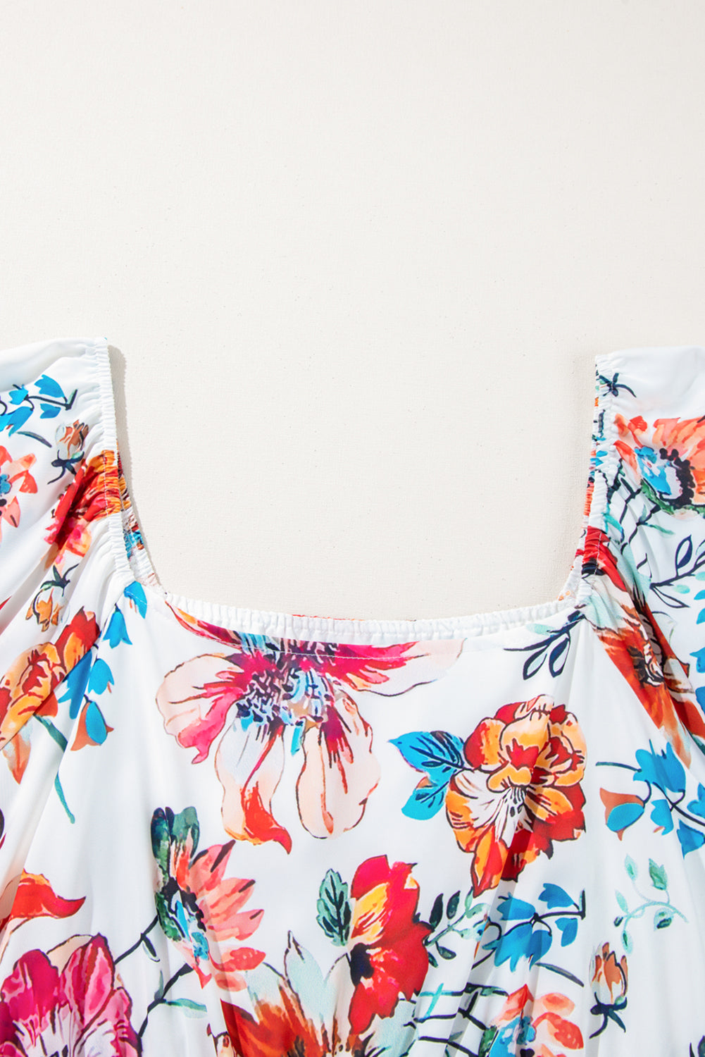 Plus Size Floral Puff Sleeve Flowy Dress