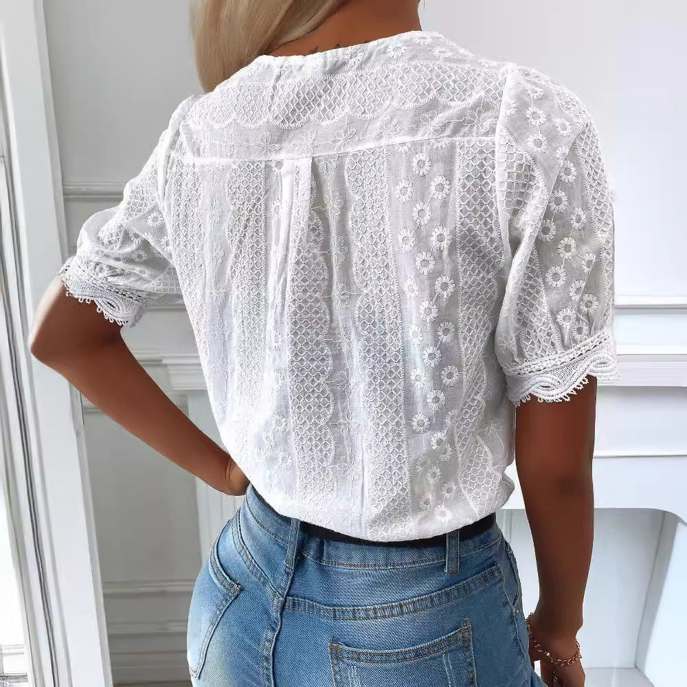 Women's Fashionable Personalized Lace Top Shirt