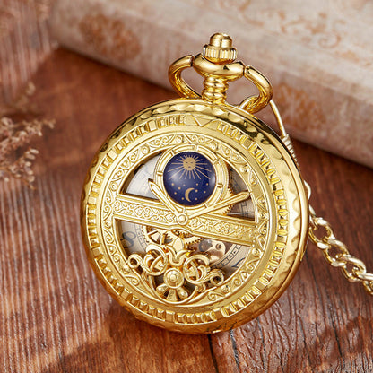 Golden Retro Semi-automatic Mechanical Pocket Watch