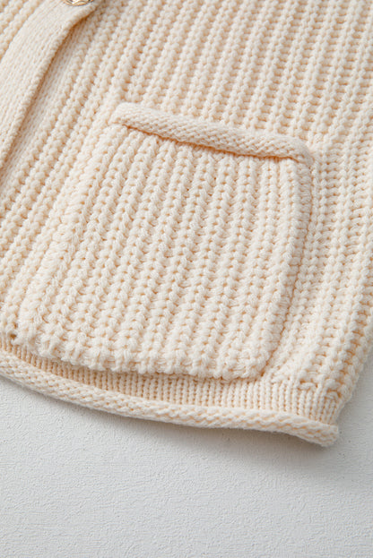 Solid Textured Buttoned Oversized Sweater Vest