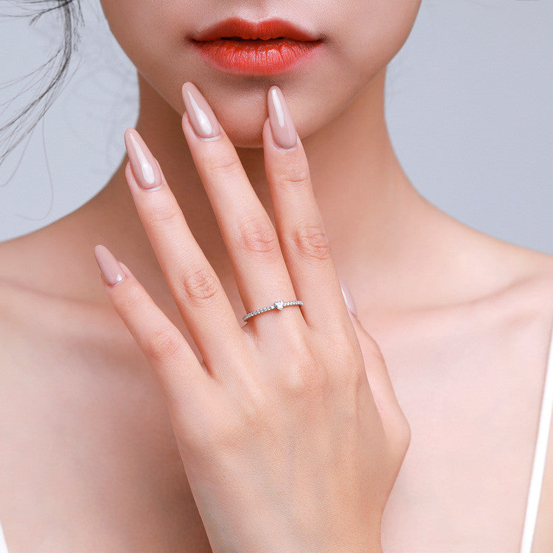 S925 Sterling Silver Heart-Shaped Love Ring for Women, Elegant European Design, Custom Sizes Available