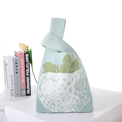 Checkerboard Knitted Shopping Tote