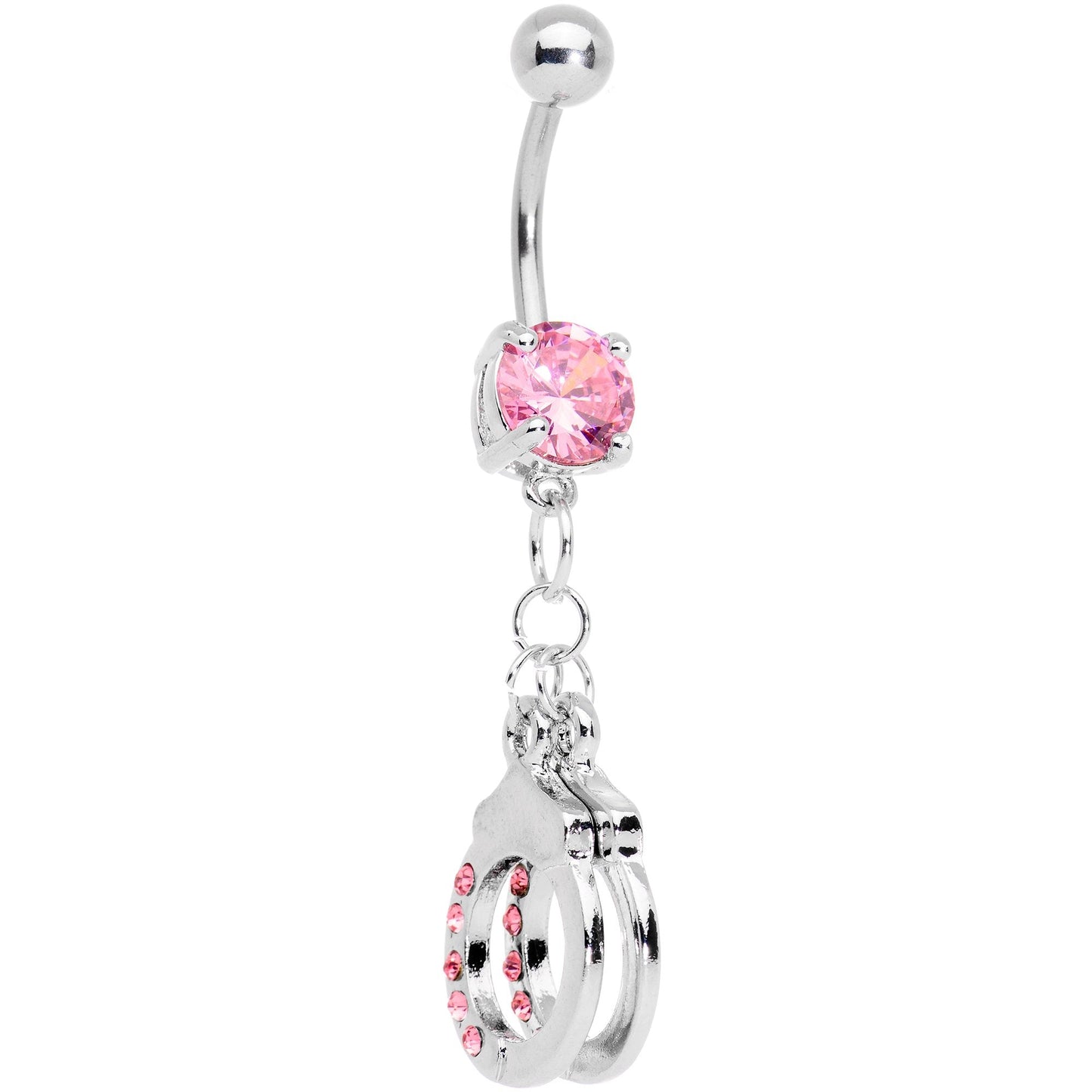 Pink Gem Kinky Cuffs Dangle Belly Ring