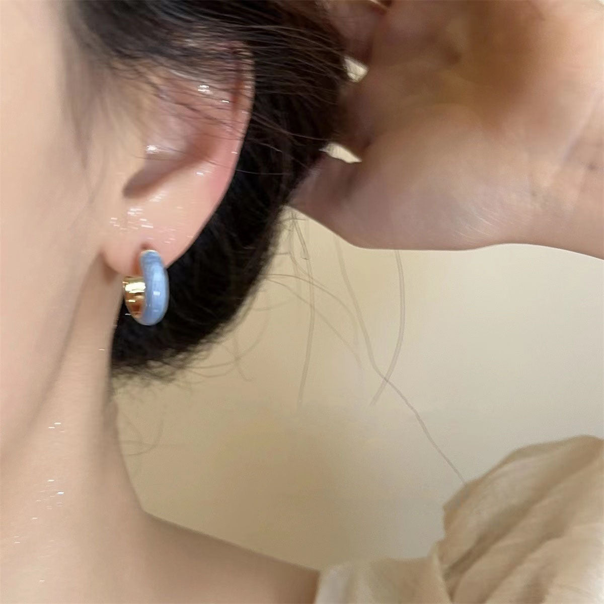 Enamel Simple Ring Ear Clip No Piercing