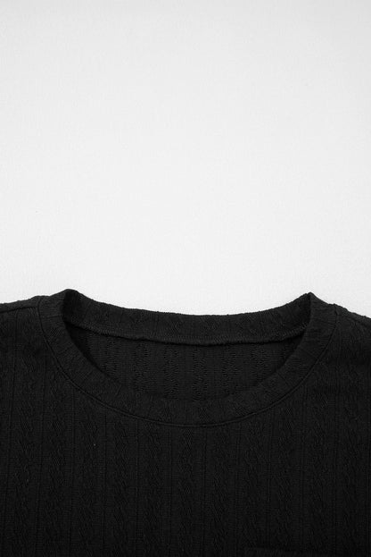 Textured Chest Pocket Top and Pants Set