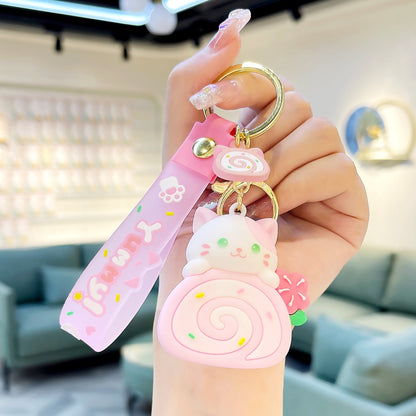 Fashion Cat Cake Roll Modeling Cartoon Key Button
